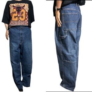 Y2K Noiz Jeans Loose Carpenter Straight Legs Logo Size 36 X 34